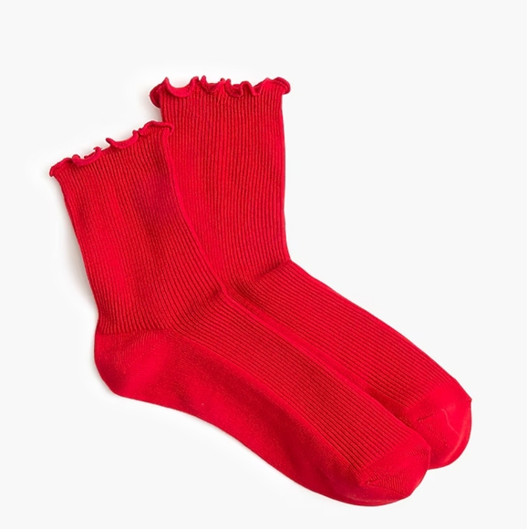 J. Crew Other - NEW Jcrew Ribbed ruffle-edge boot socks (vintage red)